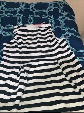 Jessica Howard Black and White Striped Midi Dress